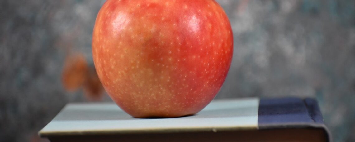 Apple on a book