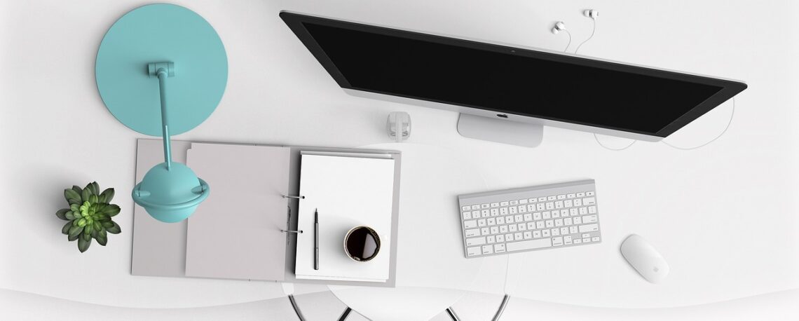 Desk with computer